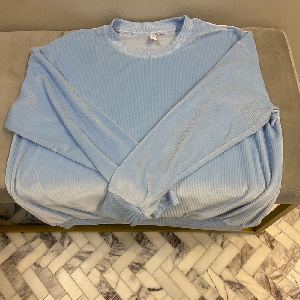Sky Blue Ribbed Lounge Set - Picture 3 of 3